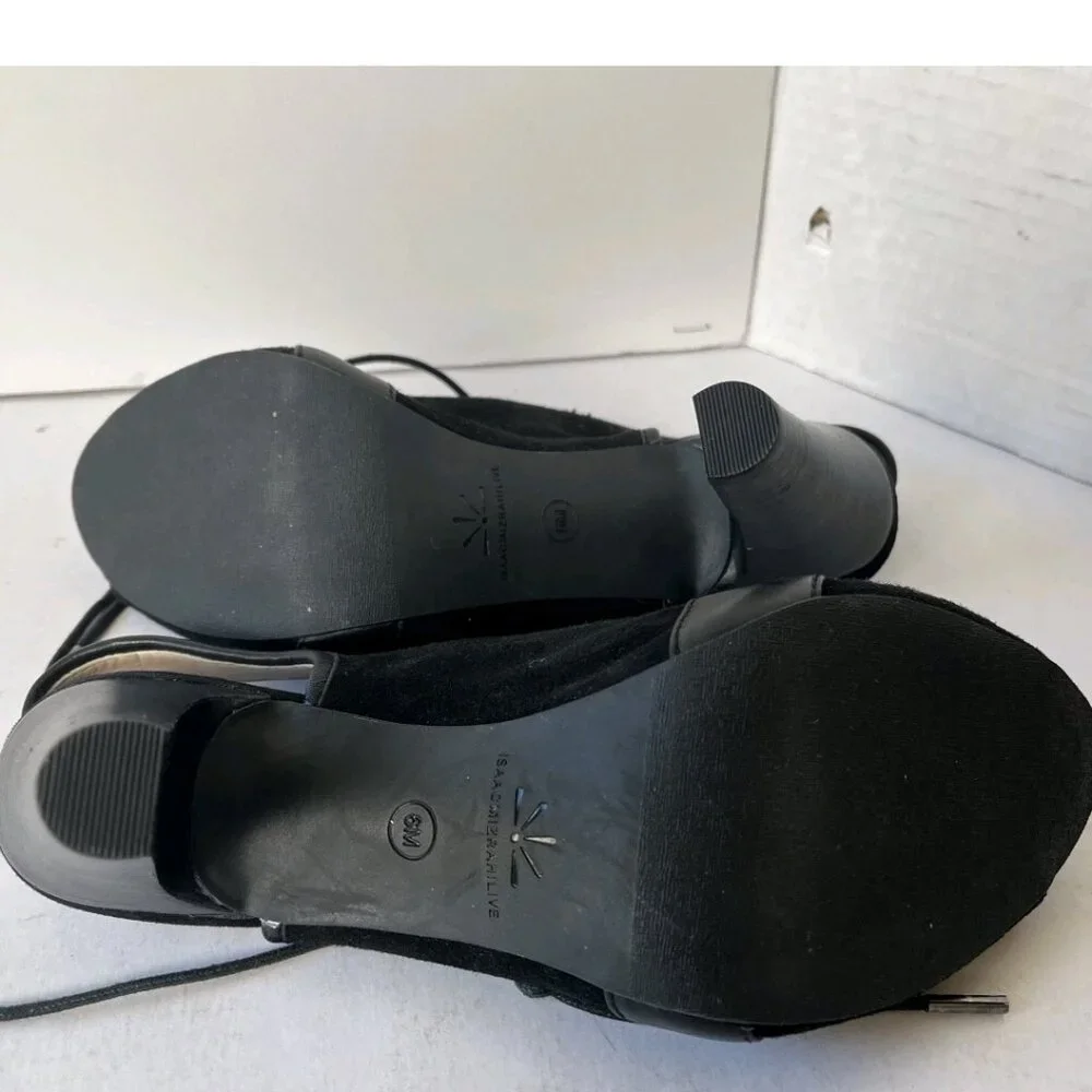 Isaac Mizrahi NY Black Leather Slingback Heels Women's 6M